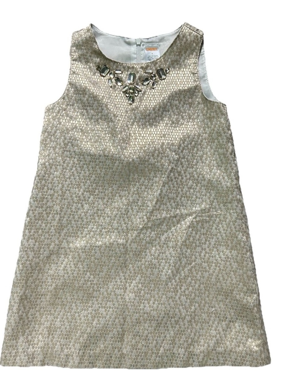 Girls Gymboree Gold Silver Tank Top Knee Length Dress Size 5